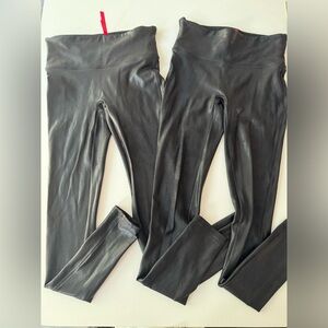 Lot of 2 Spanx faux leather black leggings size small